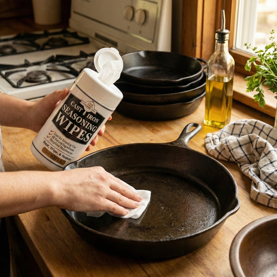 cast iron skillet griddle wipes conditioning 
