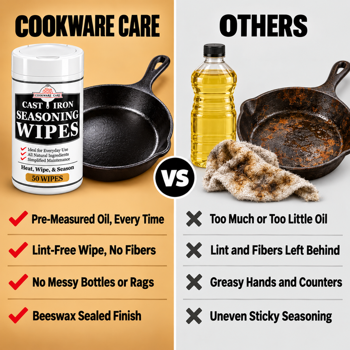Cast Iron Seasoning Wipes for Skillets, Carbon Steel &amp; Griddles