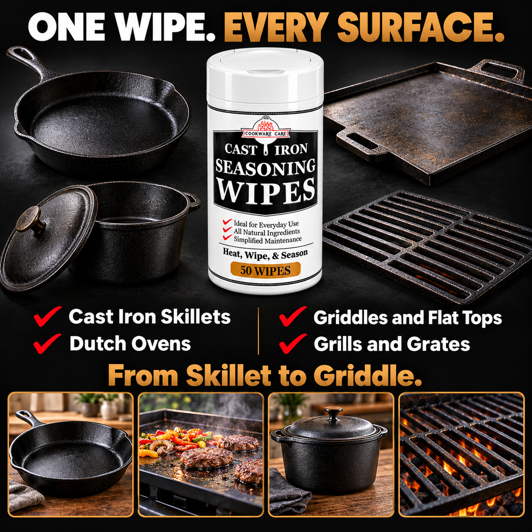 Cast Iron Seasoning Wipes for Skillets, Carbon Steel &amp; Griddles