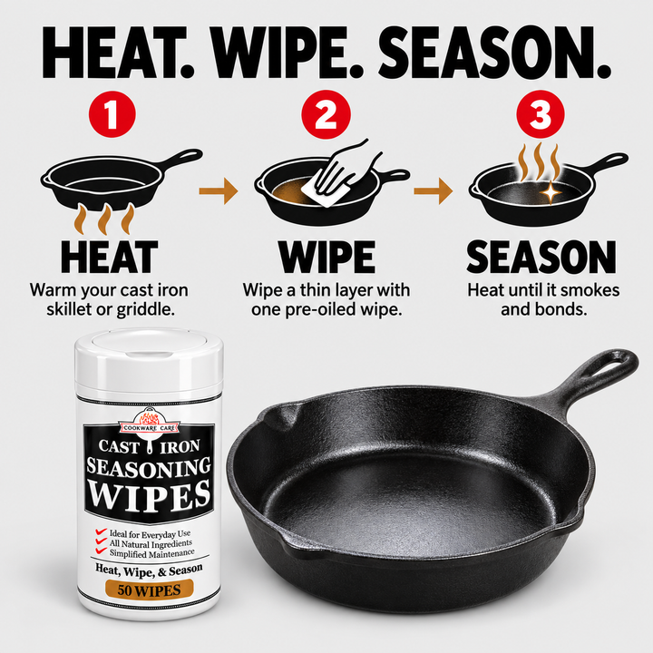 Cast Iron Seasoning Wipes for Skillets, Carbon Steel &amp; Griddles